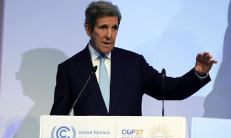 US climate envoy John Kerry gives a press conference during the COP27 climate summit in the Red Sea resort of Sharm el-Sheikh, on November 12, 2022.