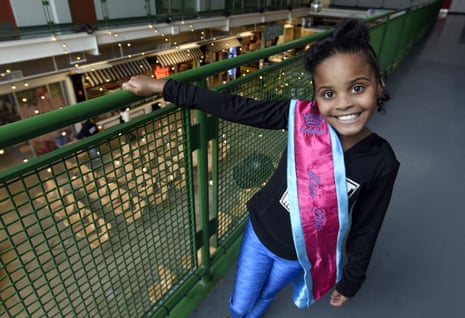 Amariyanna “Mari” Copeny, 8, wearing a sash that states “Miss Flint”.