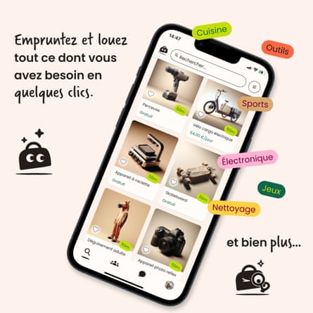 Screen showing the app