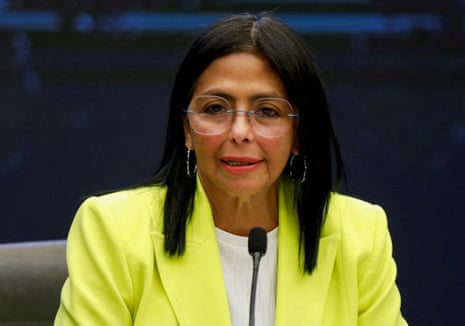 FILE PHOTO: Delcy Rodriguez addressing the media in Caracas, Venezuela last March.