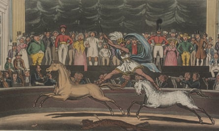 Drawing of early circus performance