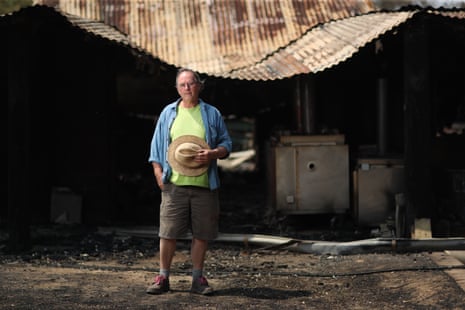 Balmoral potter Steve Harrison in front of his burned pottery shed