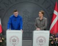 Greenland’s prime minister, Jens-Frederik Nielsen (left), and his Danish counterpart, Mette Frederiksen, at their press conference in Copenhagen.