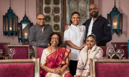 From left, Mohan and Kaushy Patel, Minal and Bobby and their daughter Maitri (seated).