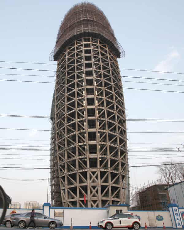 Masculine monument … the office building of the People’s Daily newspaper, Beijing, which was mocked for its phallic appearance.