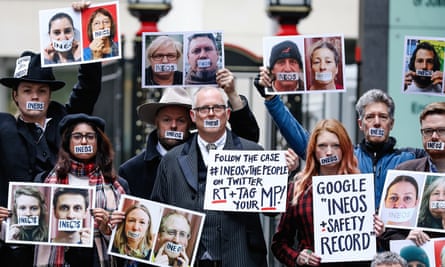 Joe Corre with protesters at the High Court in October 2017.