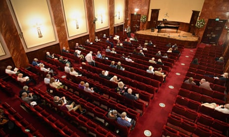 A socially-distanced audience at Wigmore Hall, London.