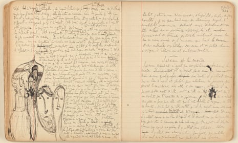 Proust's pages with drawings and writing