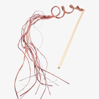 Nature's Goodies' Colourful long raffia tail teaser sticks cat toy.