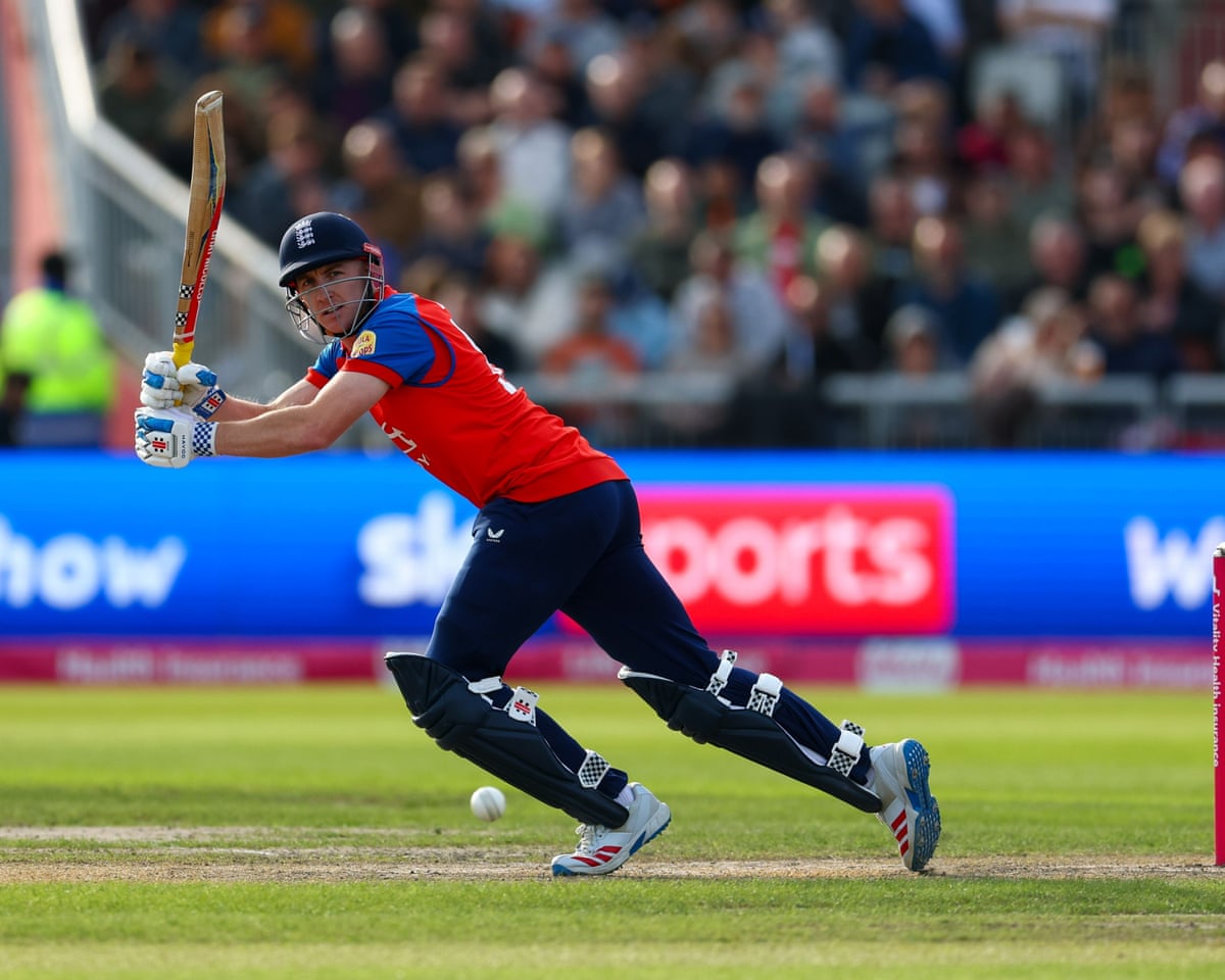 Harry Brook flicks a shot away en route to his 33-run tally against Sri Lanka on Saturday