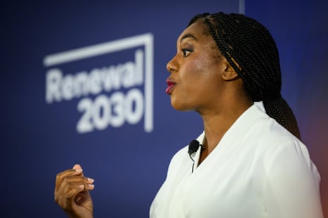 Kemi Badenoch at her leadership launch this morning.