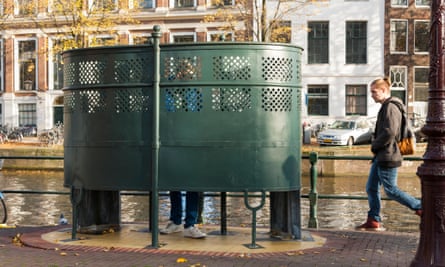 Green public urinal in Amsterdam