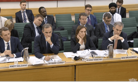 The Bank of England being questioned by MPs today