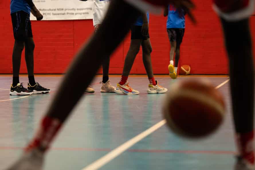 The team training.
