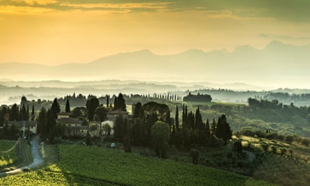 Classic chianti view: landscape shot over the Tuscan countryside in Italy with a summer feel.