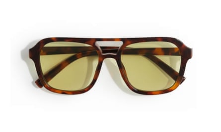 Tortoiseshell-framed sunglasses with pale yellow lenses