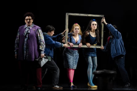 Fflur Wyn as First Niece, Eiry Price as Second Niece in WNO’s staging of Britten’s Peter Grimes.