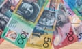 Australian banknotes on a table