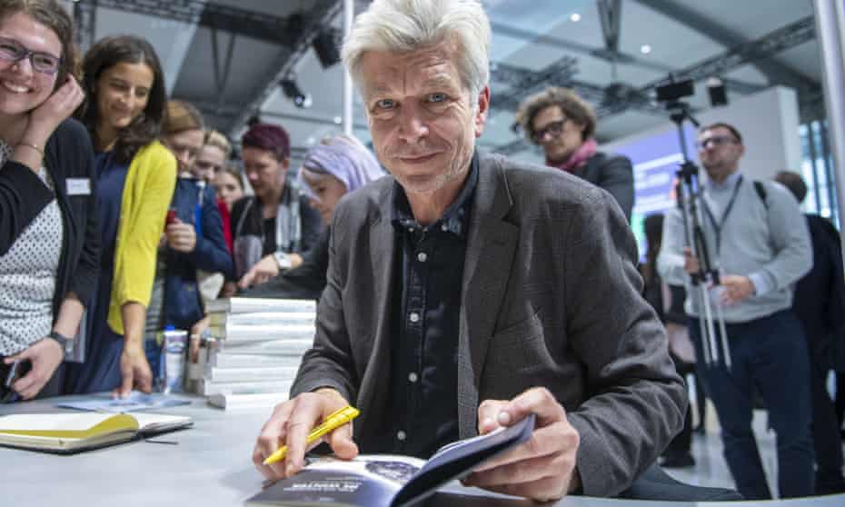 Karl Ove Knausgård signing copies of his book at the Frankfurt Book Fair, 2019