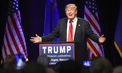 Republican presidential hopeful Donald Trump speaks at a rally at the Westgate hotel in Las Vegas, Nevada.