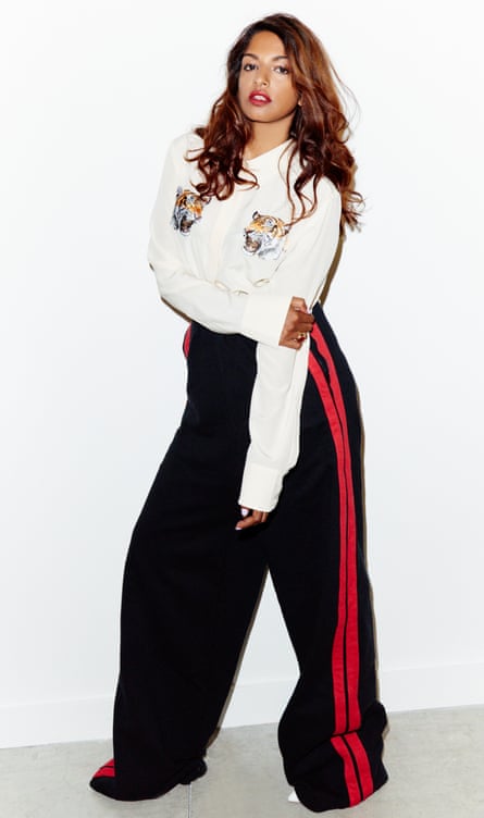 MIA wears blouse by Stella McCartney (harveynichols.com) and track trousers by Vetements (matchesfashion.com).