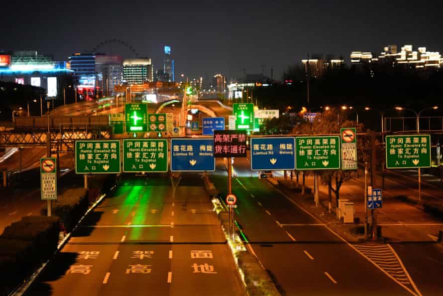 The empty Humin elevated road in Shanghai