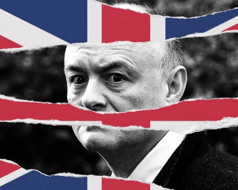 Brexit quiz illustration of Dominic Cummings behind a torn union jack