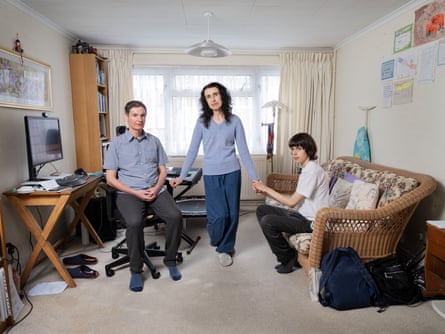 Guy Shahar and his family in their living room
