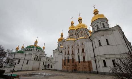 Uspenskyi (Holy Dormition) Cathedral and the Trapezna church at the Kyiv Pechersk Lavra monastery.