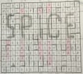 The grid for Listener 4677 filled in with the word SPICE highlighted