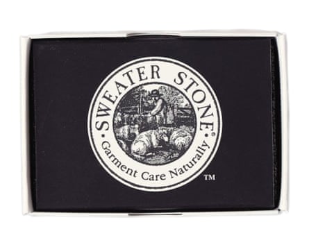 A Toast sweater stone with a branded sticker