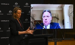 Sussan Ley and Graeme Samuel (on screen) release the interim report of the independent review into the Environment Protection and Biodiversity Conservation Act on Monday