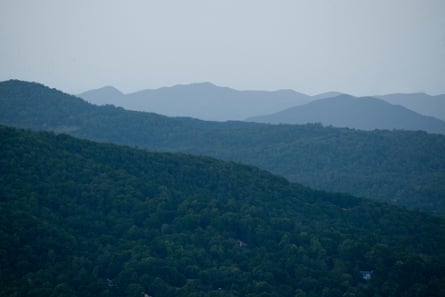 At dusk, the Appalachian Mountains extend into the distance.