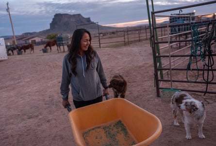 Tara Seaton, 48, at home in Dilkon, Arizona. She lives on the reservation, miles from any town.