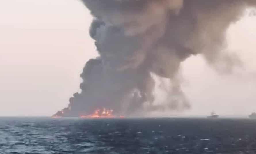 A photo provided by the Iranian State TV (IRIB) website shows smoke rising from the crater.