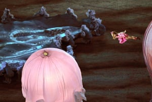 Young performer Nikki Webster swims among jelly fish as the grounds of the Olympic Stadium are turned for six minutes into an underwater world for the “Girl & Reef” segment of the opening ceremony.
