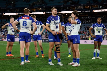 Bulldogs players after the final siren at Accor Stadium