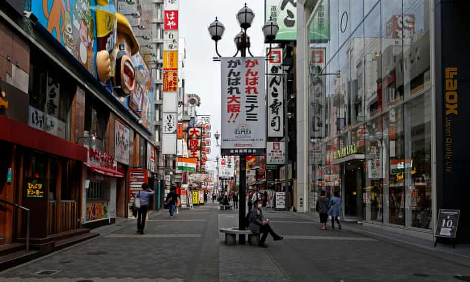 An almost empty Dotonbori, one of Osaka’s most popular tourist areas, in April