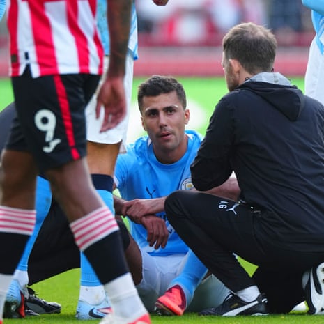 Rodri is forced off injured early on