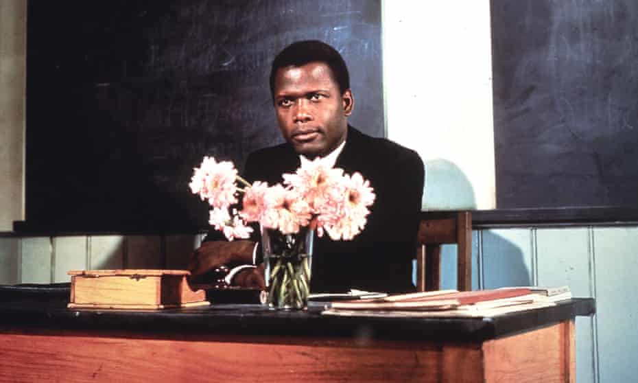 Sidney Poitier as Mark Thackeray, a teacher in a tough London school, in To Sir, With Love, 1968, based on ER Braithwaite’s autobiographical bestseller.
