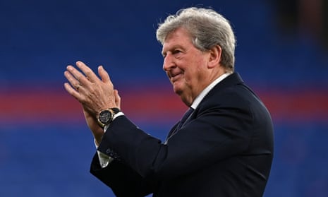 Roy Hodgson shows his appreciation to Crystal Palace’s fans after his final home game as the club’s manager last May.