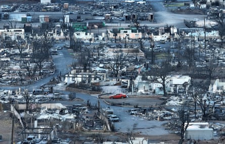 Devastation in Lahaina, Hawaii, August 2023: wildfires this summer displaced thousands and killed more than 100 people