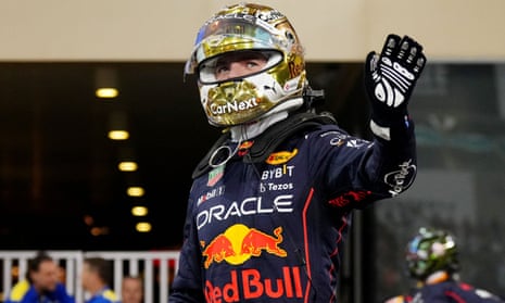 Max Verstappen waves after taking pole in Abu Dhabi
