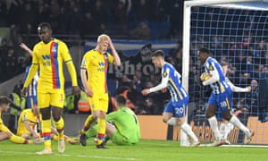 Brighton celebrate a late equaliser to break Palace hearts.