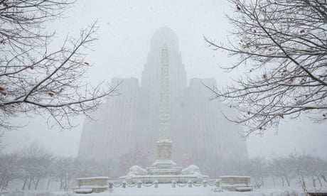 Buffalo’s city hall during a snowstorm in November.