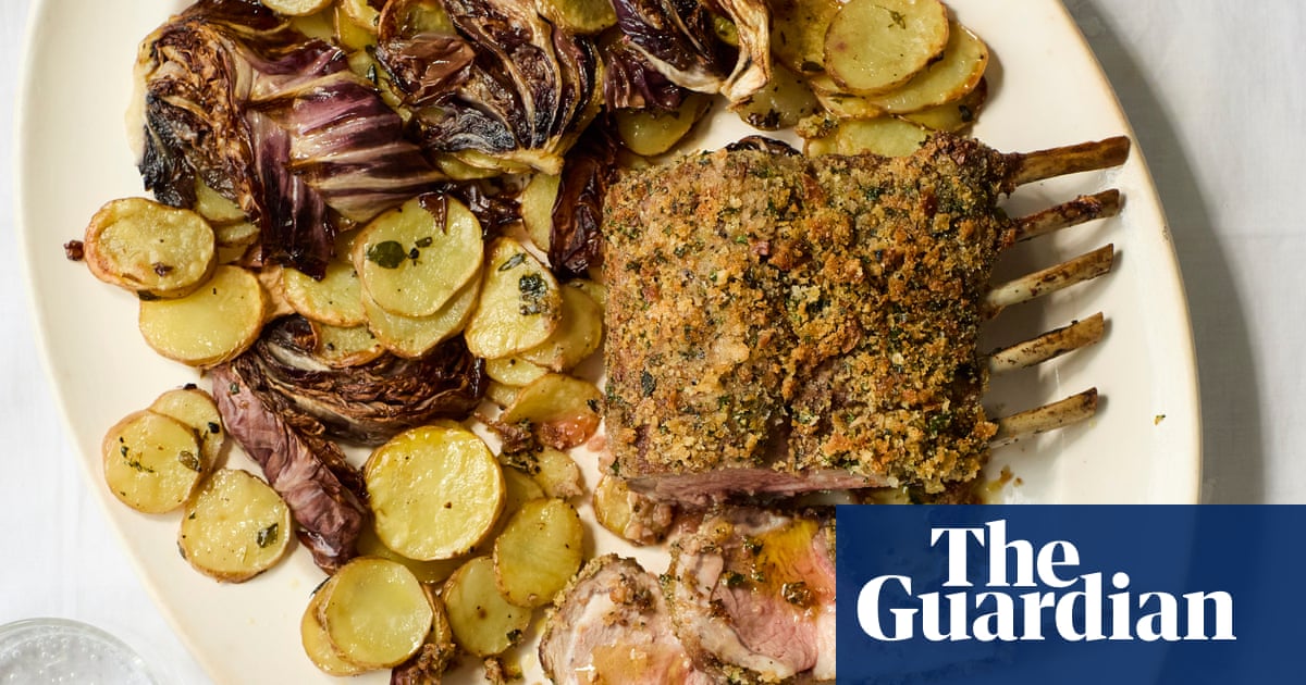 Max Rocha's Easter recipe for herb-crusted lamb rack with potatoes, radicchio and green sauce