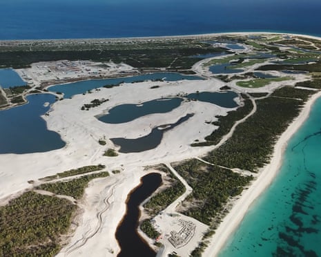 An image of Palmetto Point in Barbuda, showing sand mining and the destruction of natural vegetation.