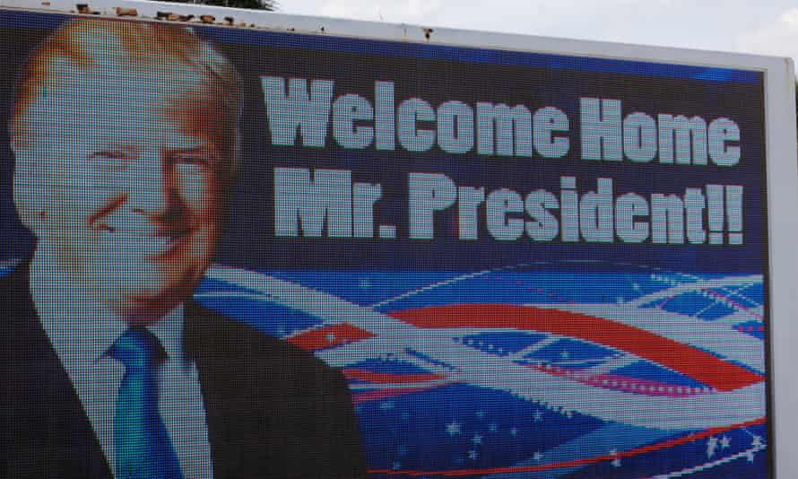 A sign truck is seen riding the streets across from the Trump Mar-A-Lago estate in Palm Beach, Florida on Wednesday.
