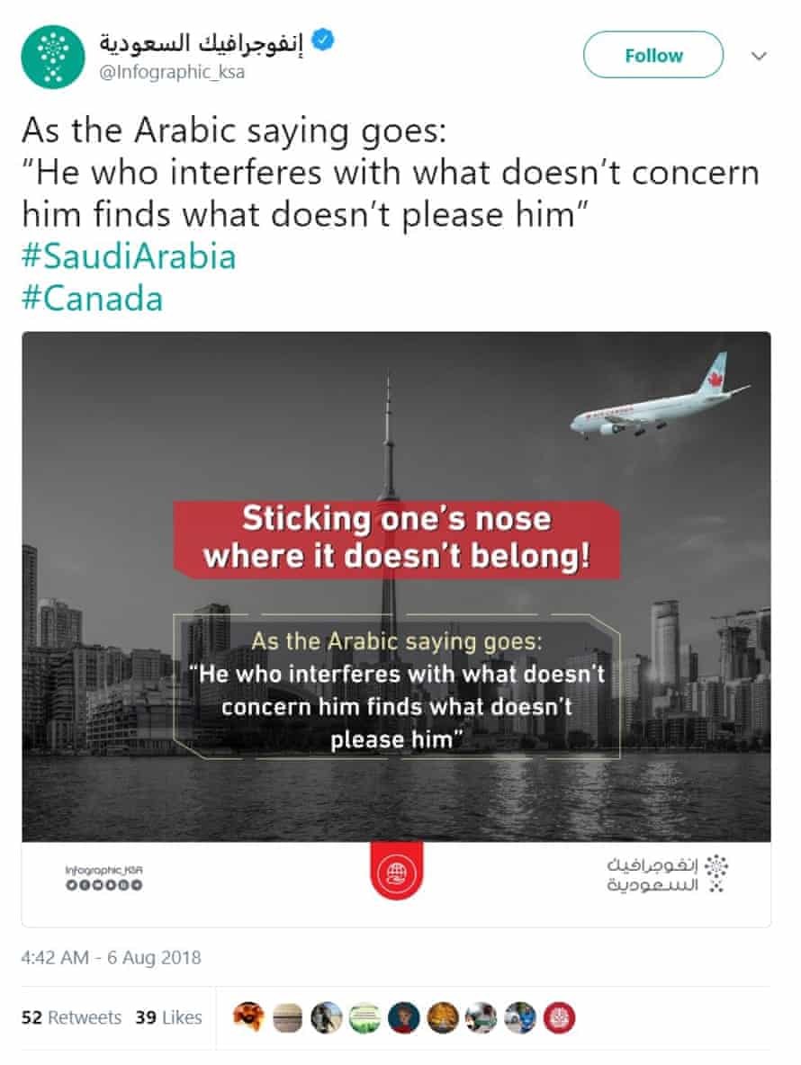 Saudi Group Posts Photo Of Plane About To Hit Toronto S Cn Tower Amid Canada Spat Canada The Guardian