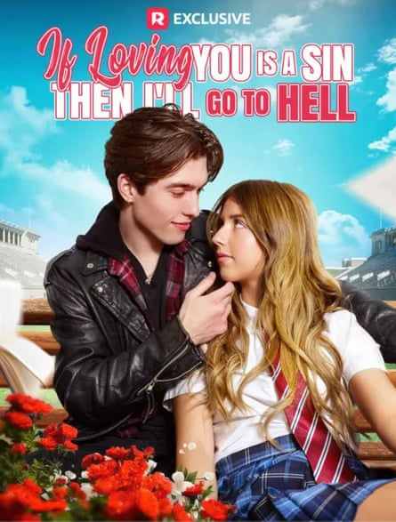 A young man and young woman posing in a poster for If Loving You is a Sin Then I’ll go to Hell